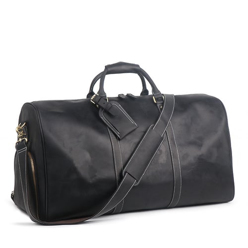 Image of Handmade Large Vintage Full Grain Leather Duffle Bag with shoe Compartment 