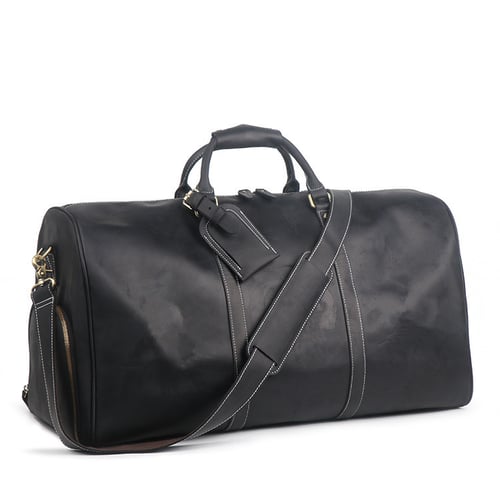 Image of Handmade Large Vintage Full Grain Leather Duffle Bag with shoe Compartment