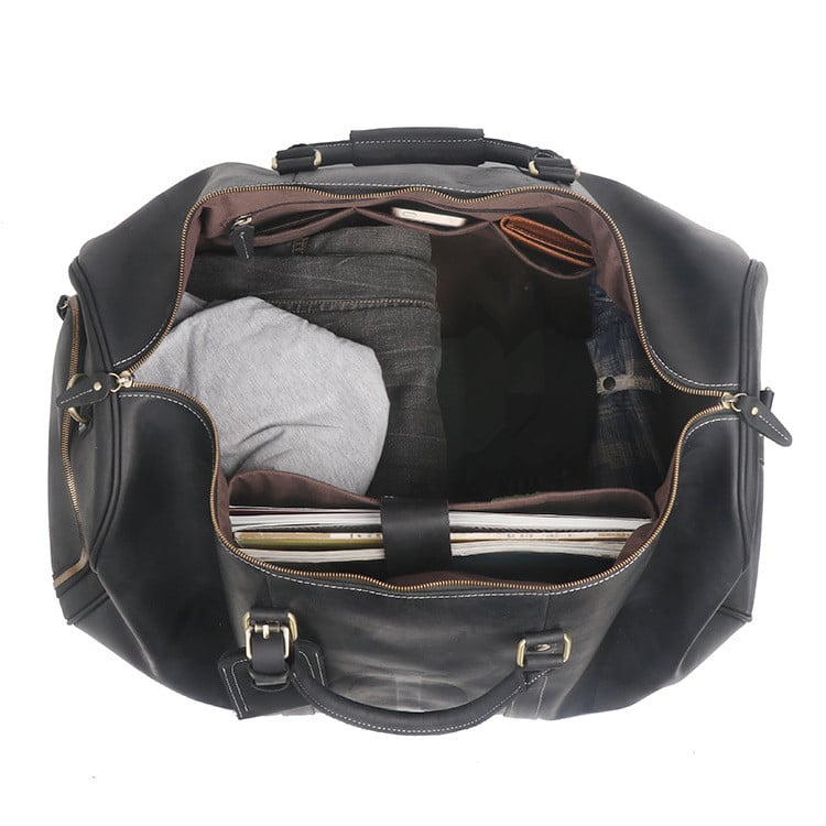 Handmade Large Vintage Full Grain Leather Duffle Bag With Shoe ...