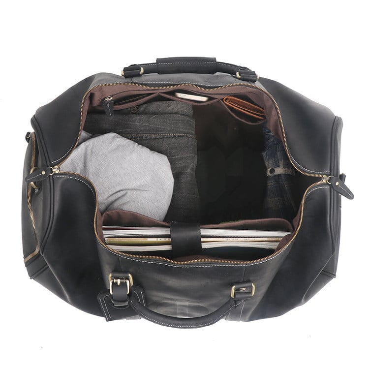 Handmade Large Vintage Full Grain Leather Duffle Bag with shoe Compartment | MoshiLeatherBag ...