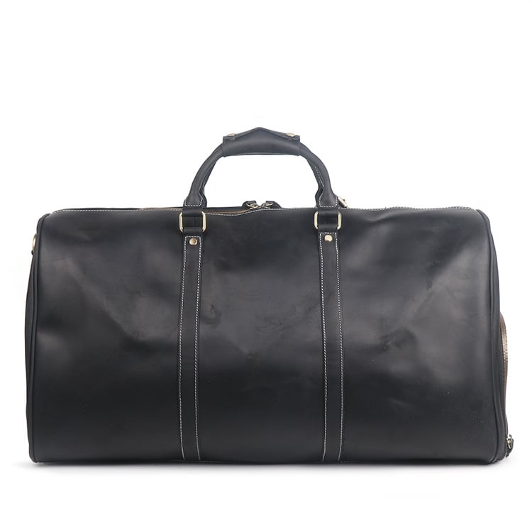 Handmade Large Vintage Full Grain Leather Duffle Bag with shoe Compartment | MoshiLeatherBag ...