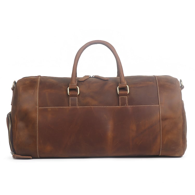 Large Size Handmade Leather Travel Bag with Shoes Compartment, Duffel ...