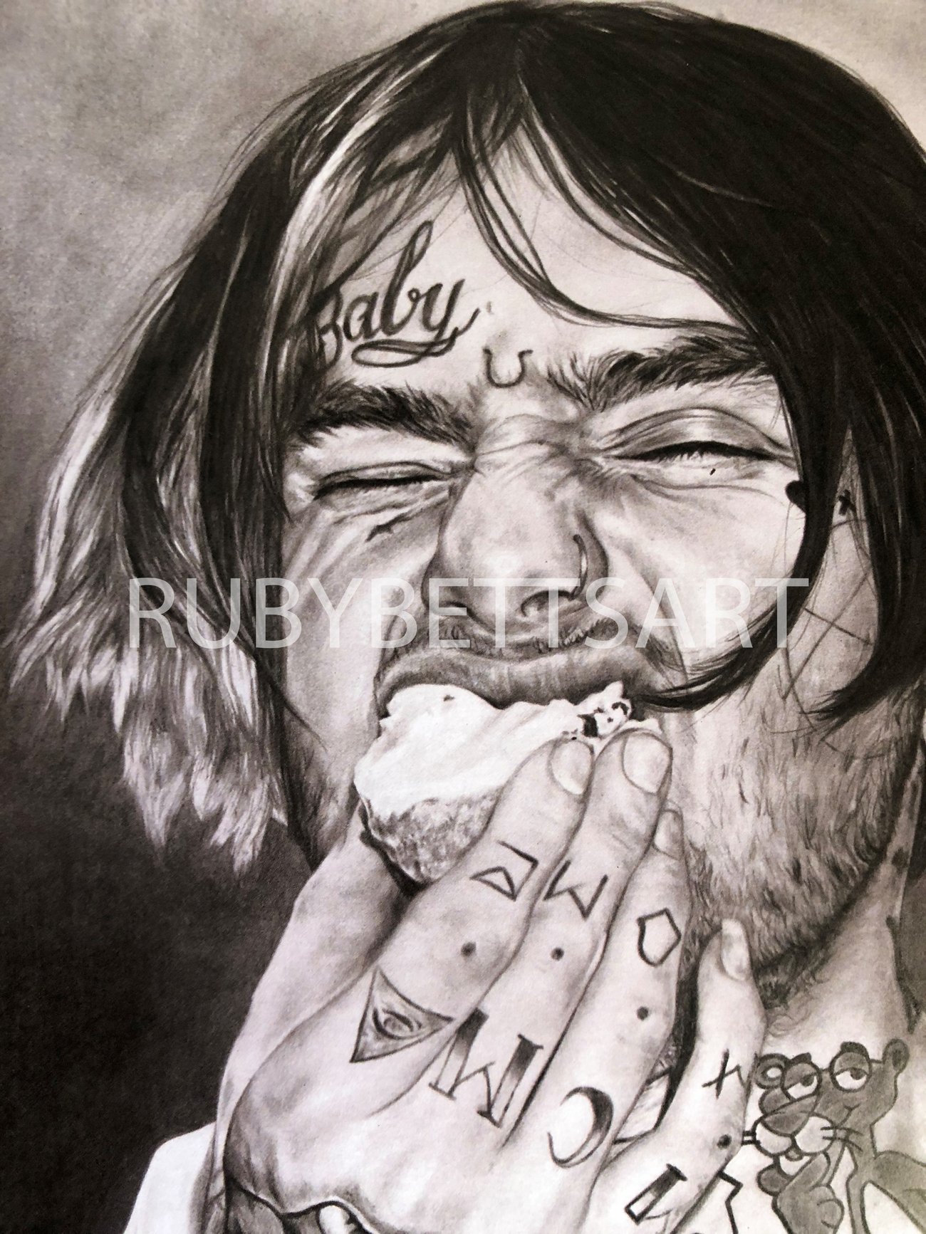 Lil Peep Eating Cake A4 print | rubybettsart