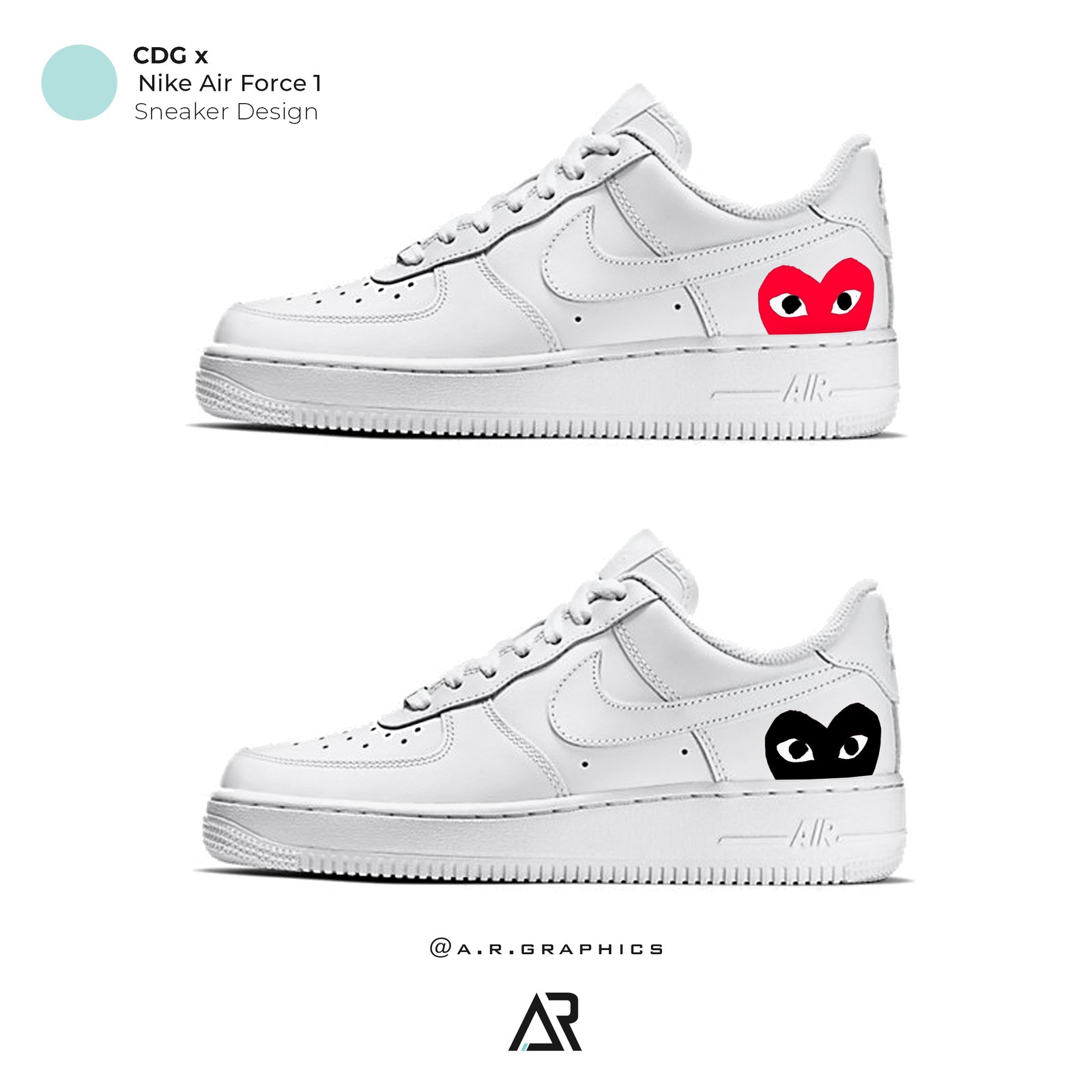 CDG Nike Air Force 1 White | a.r.graphics