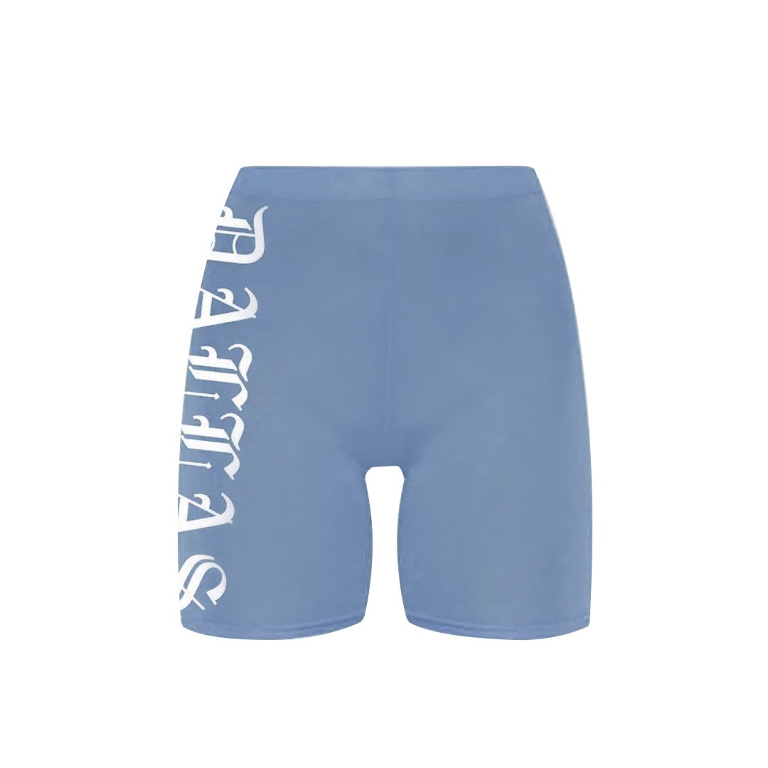 womens blue biker shorts
