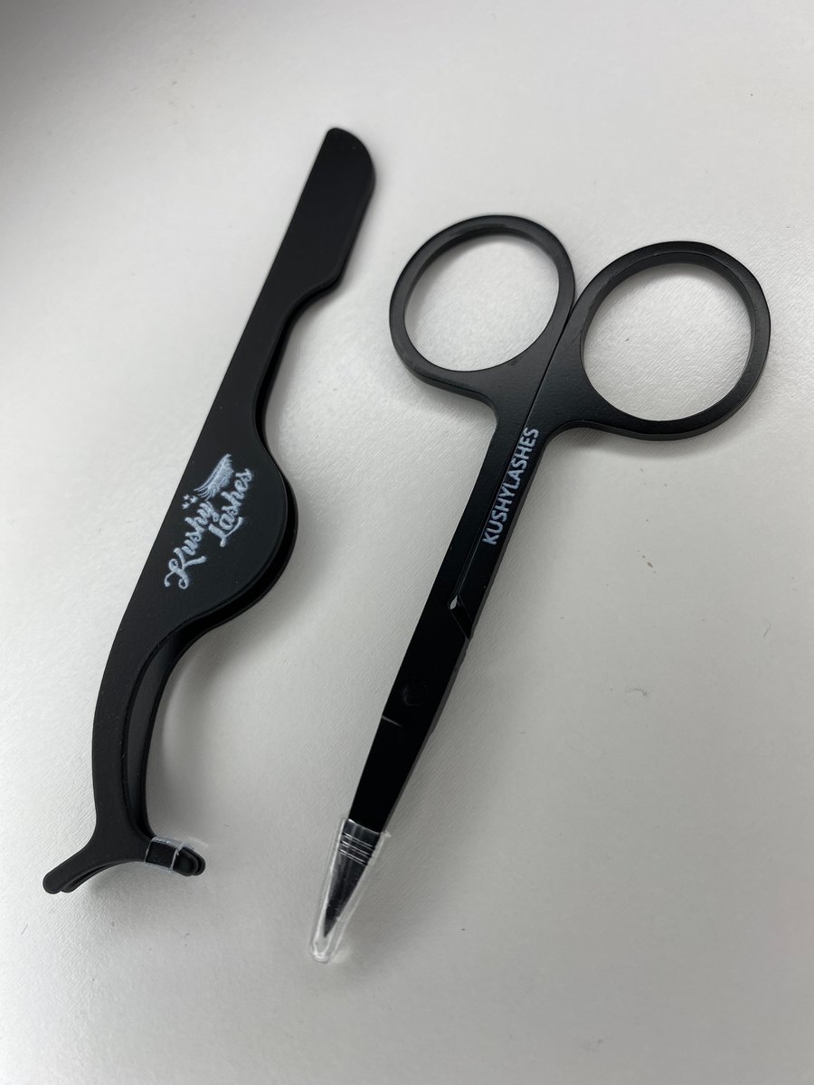 Black Tweezer & Scissor Set Kushy Lashes