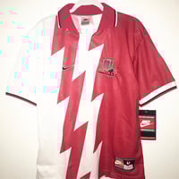 Red/White Vintage Nike Football Shirt w/ Cat Embroidery (Men's Medium)