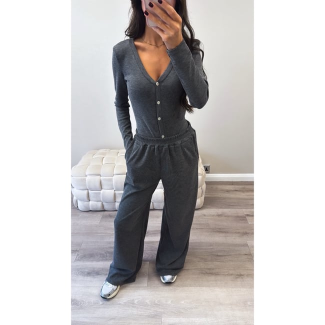 Grey Bodysuit Co Ord Set 
