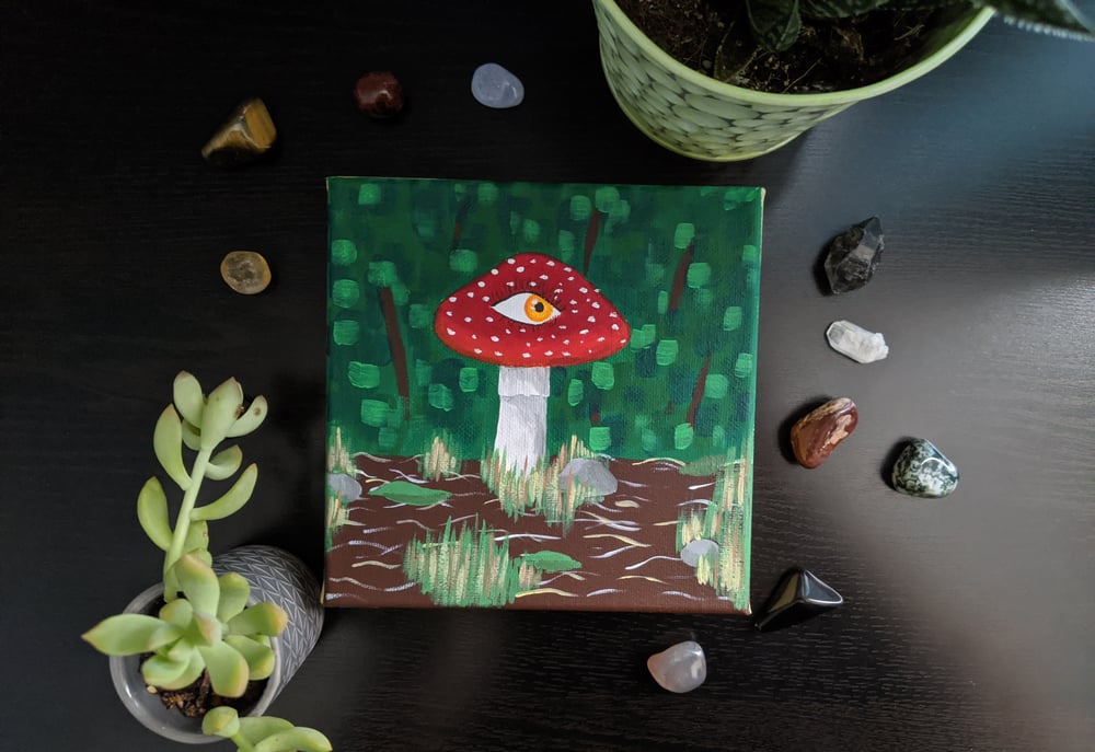 Image of Surrealist Mushroom Original Painting
