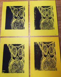 Owl lino print