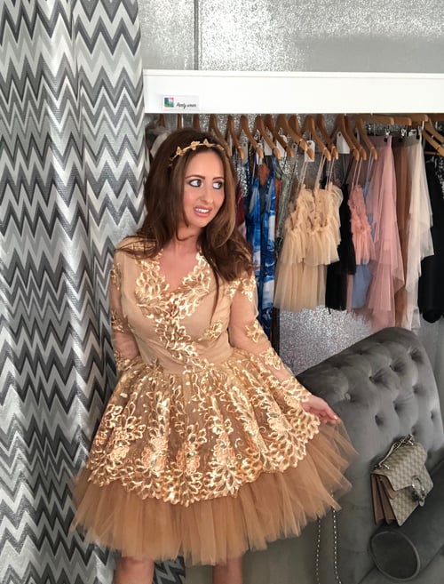 Image of Gold Birthday Prom Dress 50% OFF ONLY ONE IN STOCK