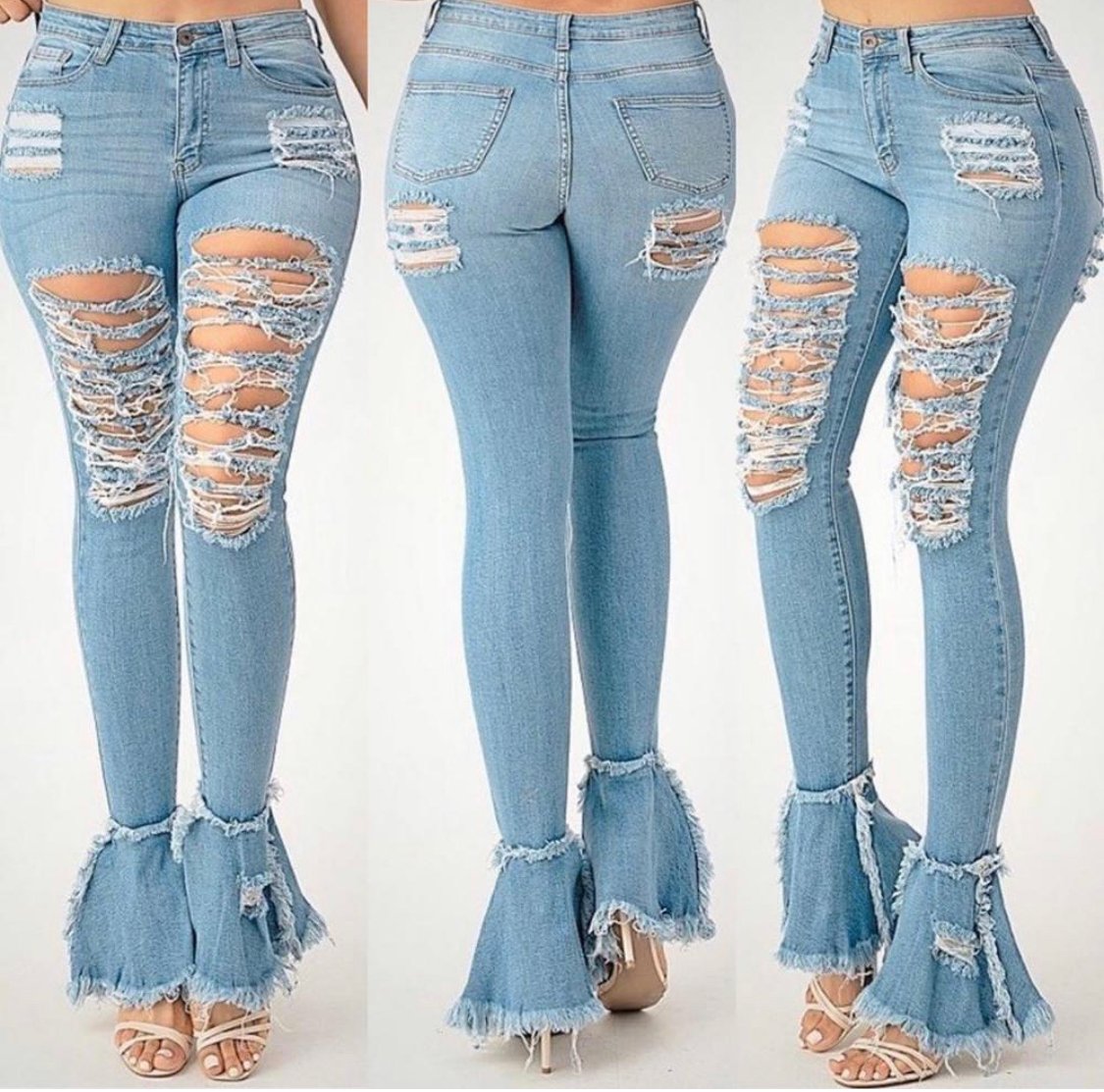 flare destroyed jeans