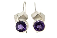 Image 1 of Amethyst cube cluster earrings. Chris Boland Contemporary Jewellery