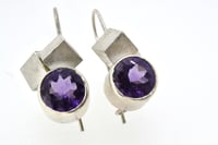 Image 2 of Amethyst cube cluster earrings. Chris Boland Contemporary Jewellery