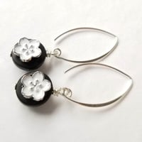 Image 4 of Black + White Flower Earrings