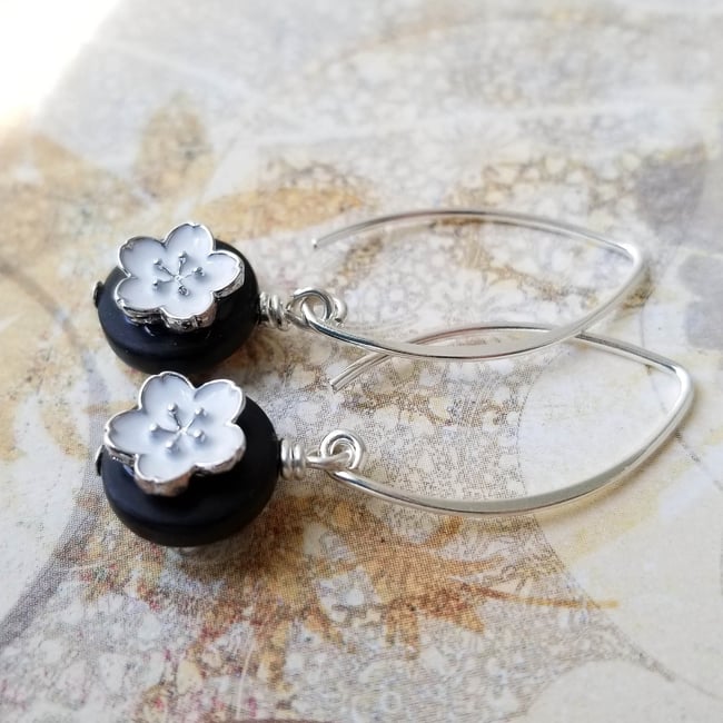Black + White Flower Earrings