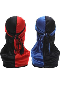 Red black, blue black silky 2pack durags.