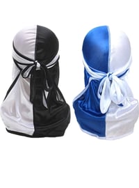 White black,Blue black silky 2pack Durags.