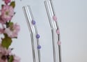 Clear Glass Straws with Colored Dots