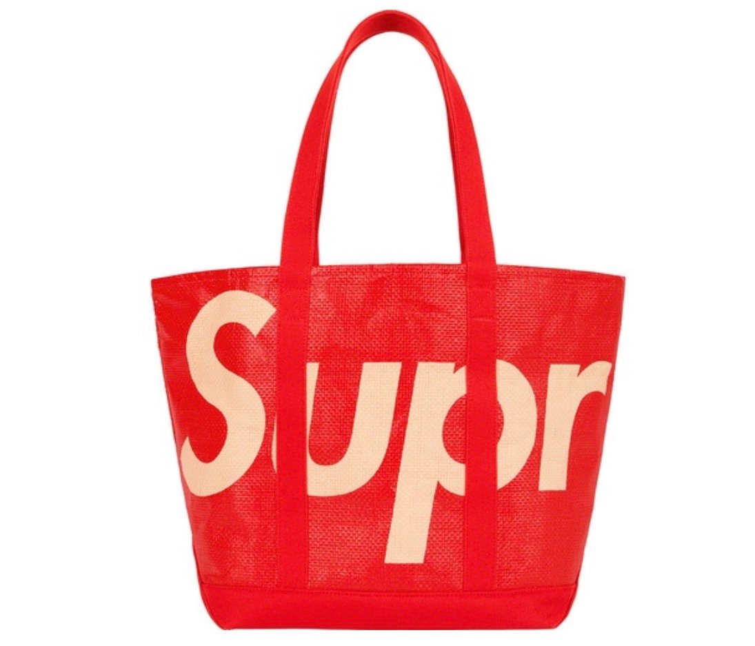 Supreme Raffia Tote Red