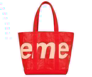 Supreme Raffia Tote Red