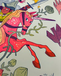 Image 3 of Unicorn Knight Risograph Print