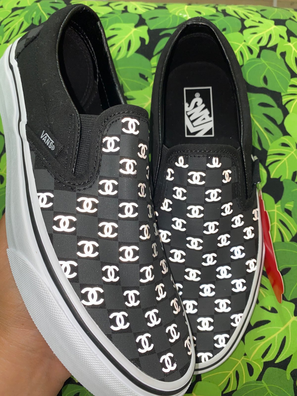 chanel vans slip ons