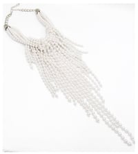 Image 2 of White Pearl Beaded Fringe Fashion Necklace Set