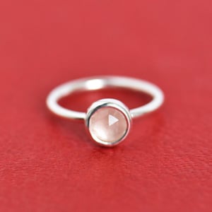 Image of Rose Quartz rose cut classic silver ring