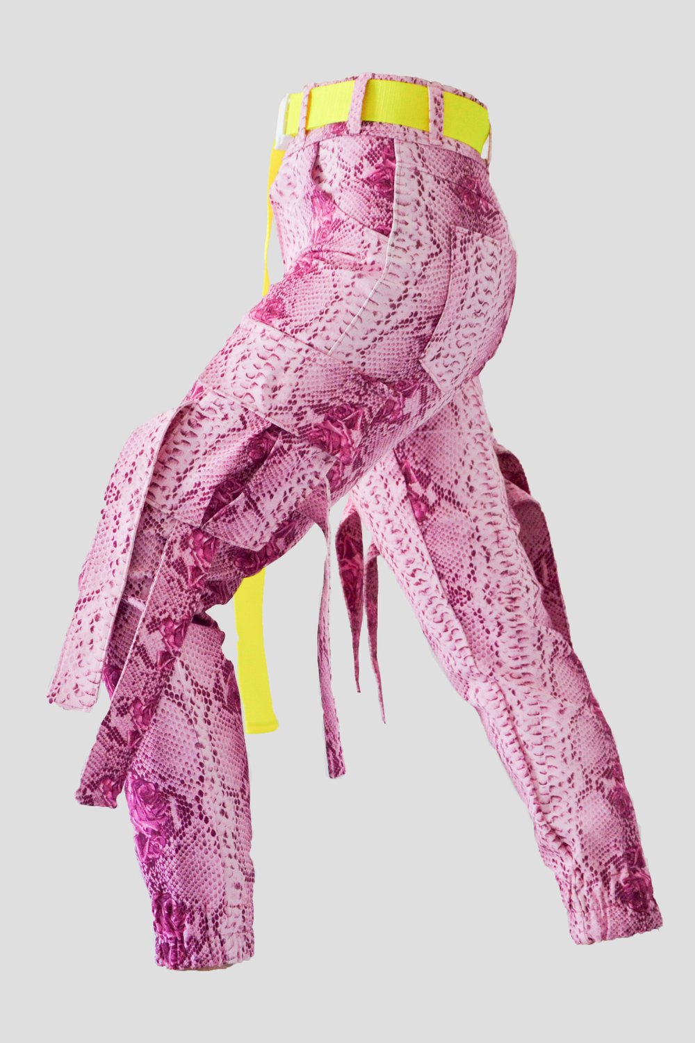 Image of Pink snake cargo pants