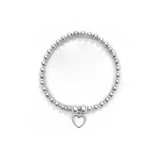 Image of Sterling Silver Open Heart Charm Bracelet 