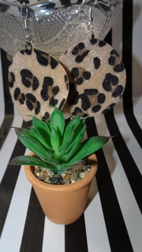 Image 1 of Textured Leopard Print Vegan Leather Earrings