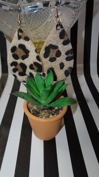 Image 2 of Textured Leopard Print Vegan Leather Earrings