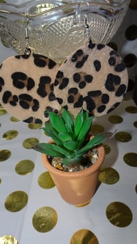 Image 3 of Textured Leopard Print Vegan Leather Earrings