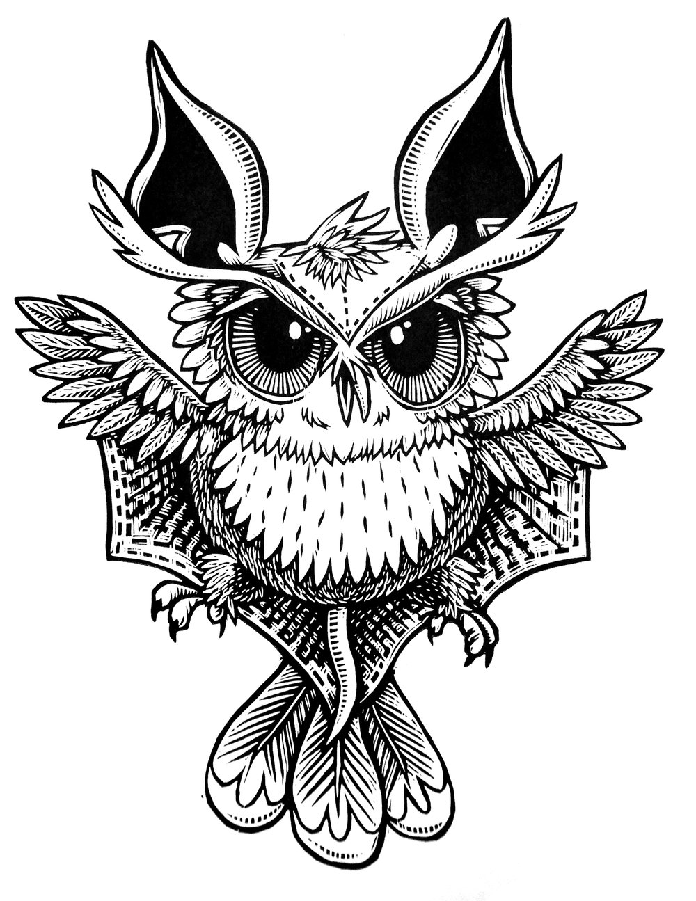 Owl Bat T-shirt (B3) **FREE SHIPPING**