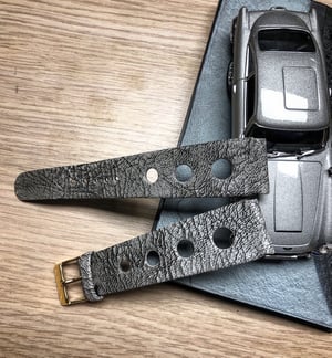 Image of Hand-rolled rembordé Rally marble goatskin strap