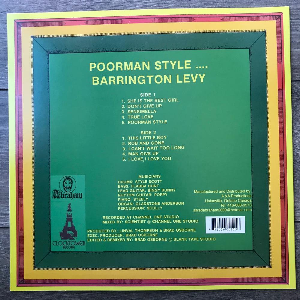 Image of Barrington Levy - Poorman Style Vinyl LP 