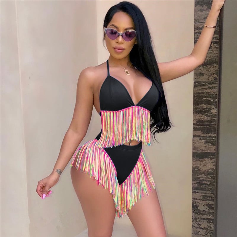 Taste the Rainbow Tassel Two-Piece Swimsuit
