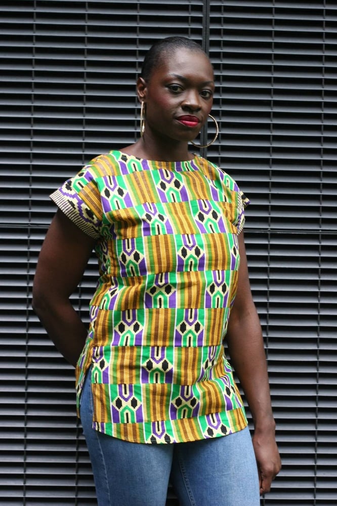 Image of Kente print t-shirt style top