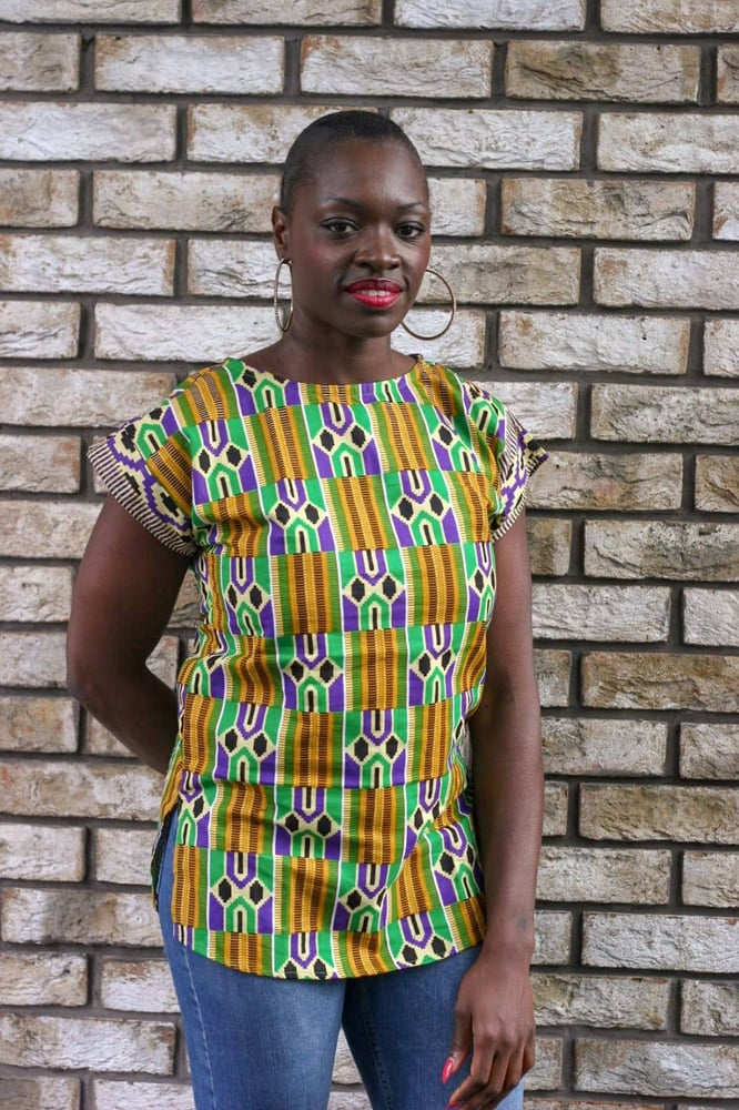 Image of Kente print t-shirt style top