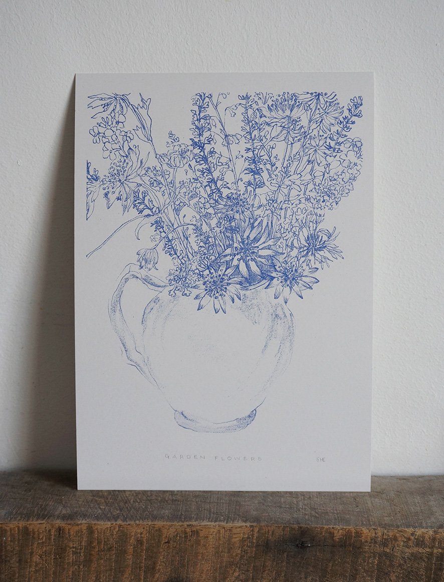Image of Garden Flowers - Risograph Print