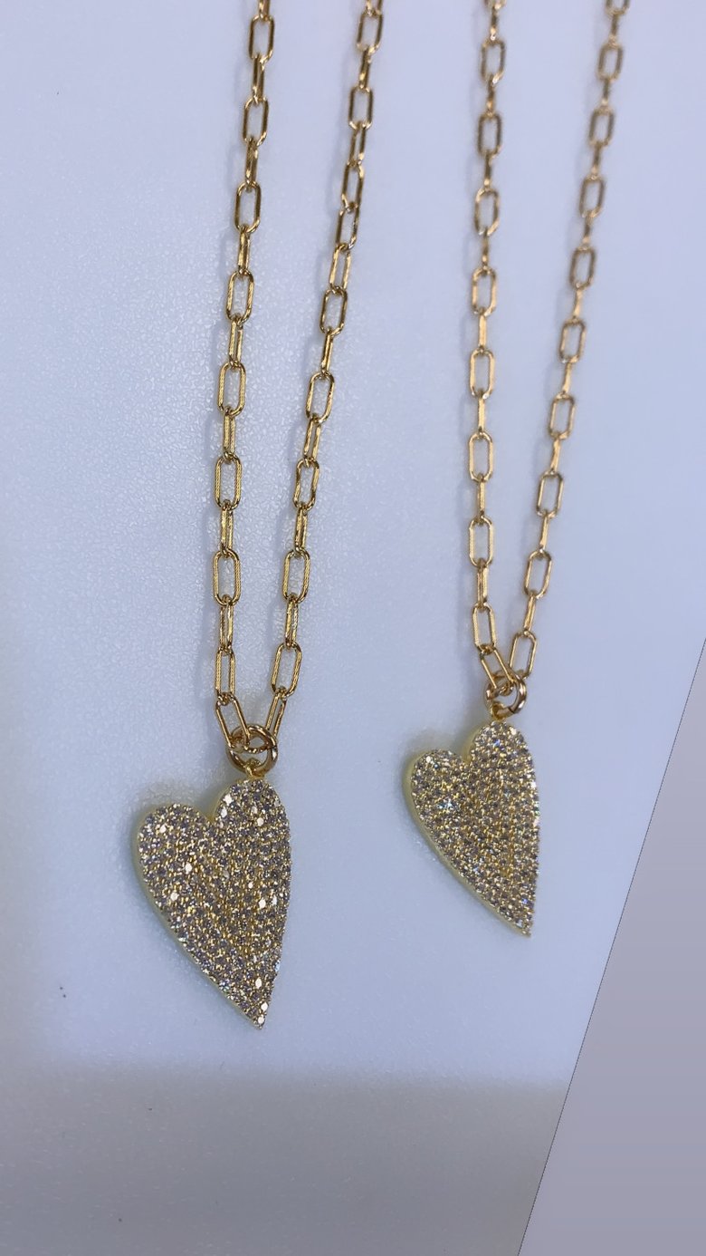 Image of Diamond Laid Hearts necklace 