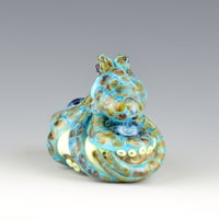 Image 3 of XXXL. Reticulated Turquoise Octopus - Lampwork Glass Sculpture Pendant Bead or Paperweight 
