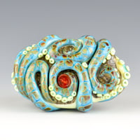 Image 5 of XXXL. Reticulated Turquoise Octopus - Lampwork Glass Sculpture Pendant Bead or Paperweight 