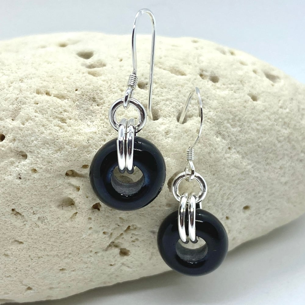 Image of Black Wheel Earrings