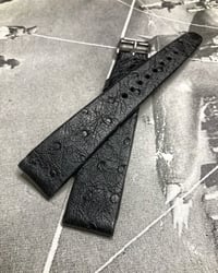 Image 3 of Hand-rolled vintage black ostrich watch strap