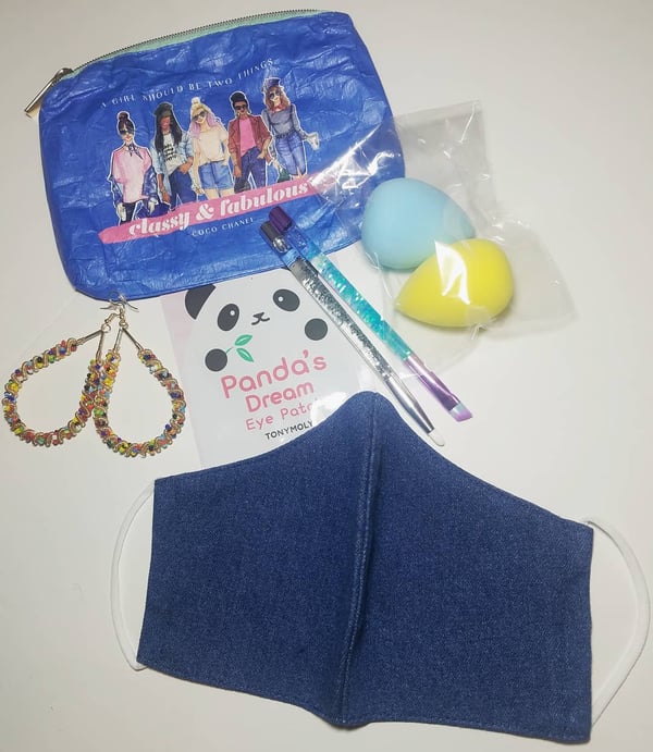 Image of Classy & Fabulous Pouch And Denim Face Mask Bundle