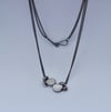 Double cluster necklace - white moonstone oxidised
