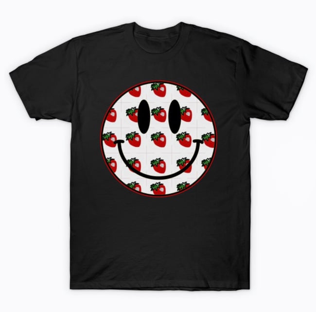 Strawberry Acid Tab Blotter Smiley T Shirt Keep It Old Skool