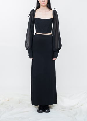 Image of Leia Corset Top With Sheer Sleeves - Black